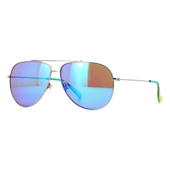New MAUI JIM Hauoli XL Silver Polarised Aviator B674 17B Sunglasses Women - Picture 1 of 4